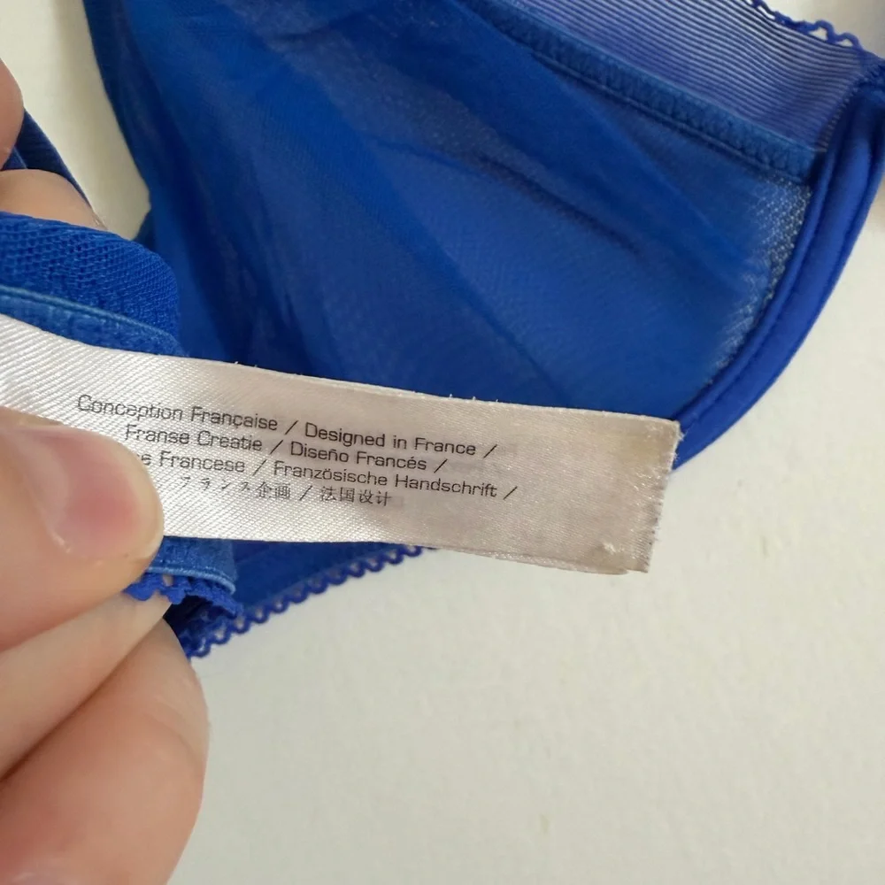 Princesse Tam Tam Royal Blue Underwire Mesh Dainty Bra size 34C EUC